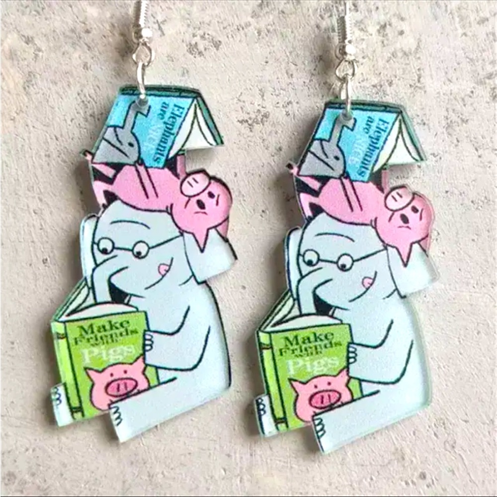 Mo Willems Piggie and Gerald Teacher Earrings